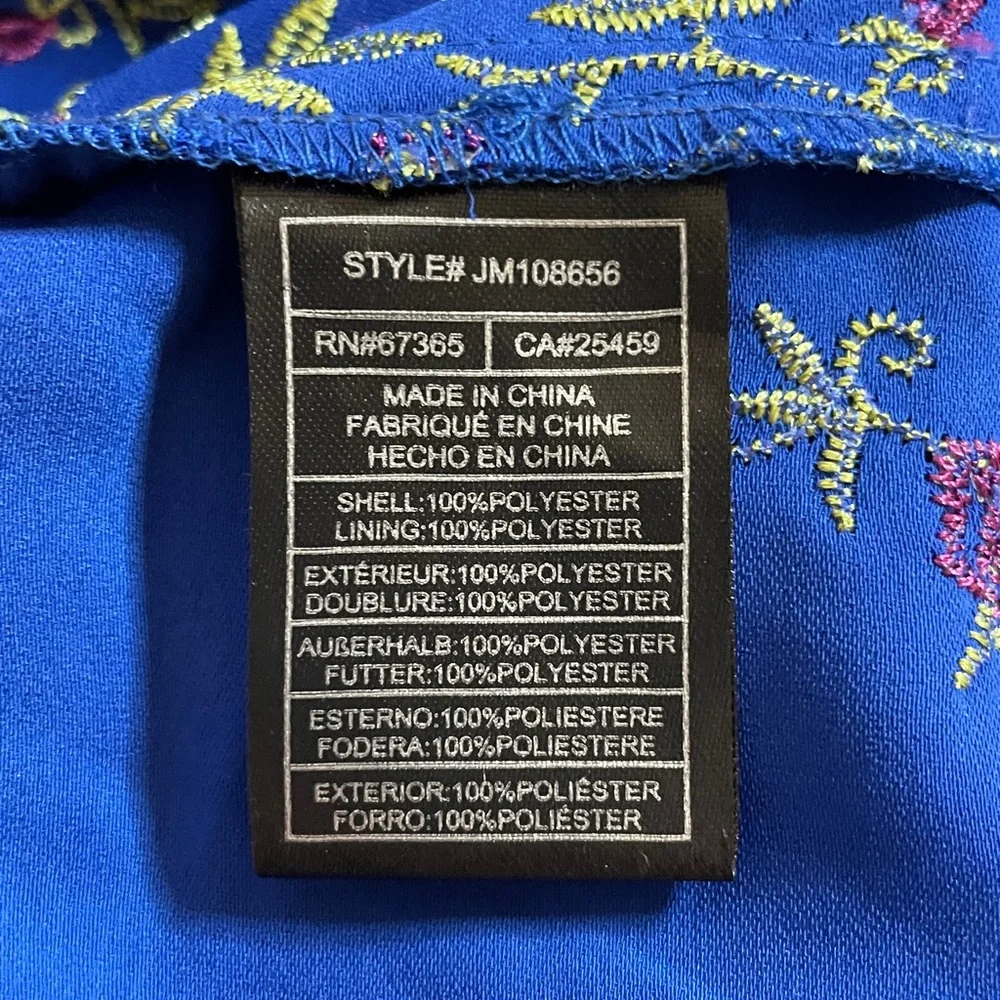 Betsey Johnson 12 Royal Blue Floral Midi Dress with Adjustable Spaghetti Straps - Picture 13 of 16